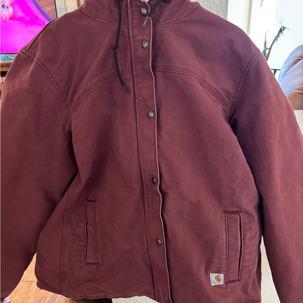 Carhartt Red Utility Jacket Durable Insulated Design